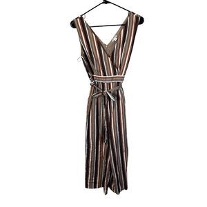 Miami brand belted cropped romper pantsuit size medium brown tones